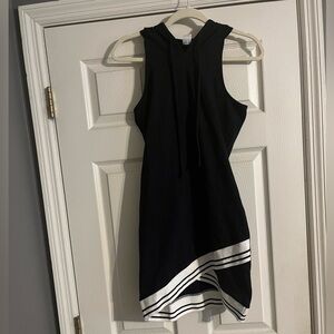 Venus drawstring hooded black and white tennis like dress never worn. XS